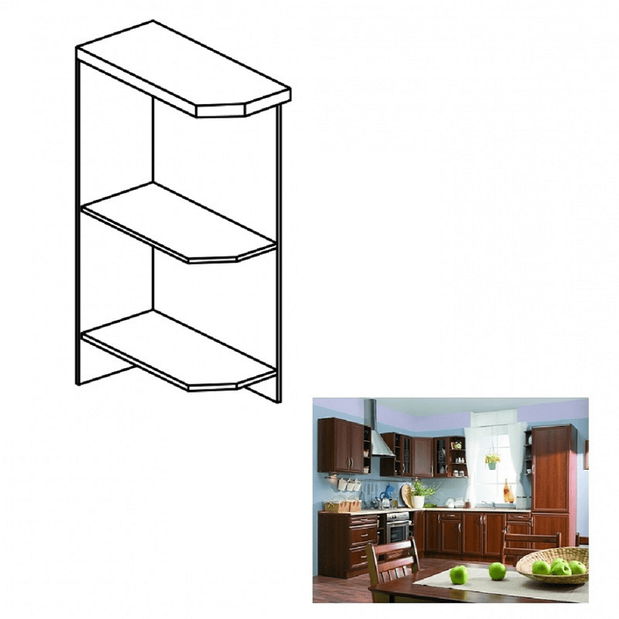 Alsó konyhai polc D225PZL Sillina (Milanói dió)