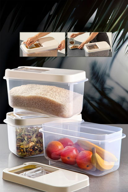 Sada úložných dóz na potraviny (3 ks.) Mulan 75 (krémová)