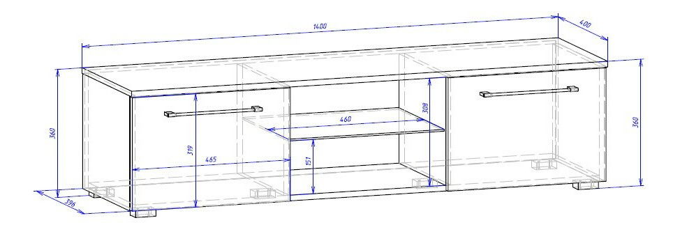 TV stolík/skrinka Mona 140 (čierna + lesk čierny)