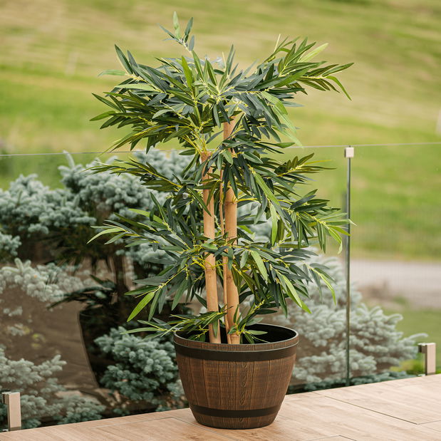 Műanyag virágtartó Montreal Typ 2 (barna + fa minta)