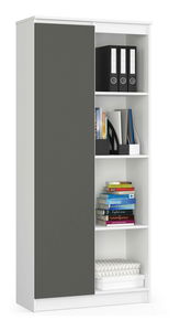 Dulap cu rafturi Rehana II (alb + gri)
