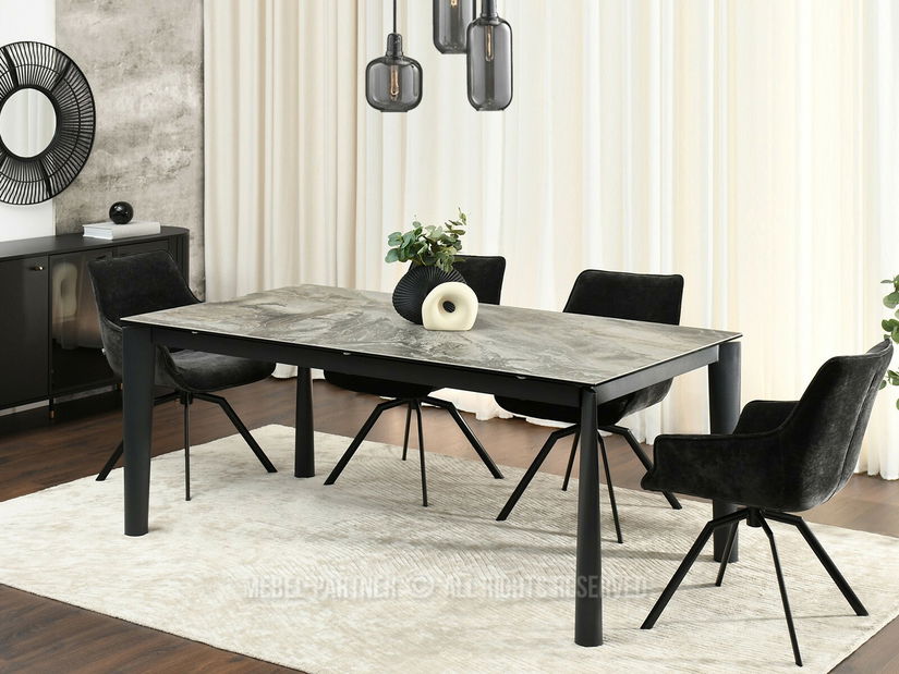 Masă sufragerie Telefonico (marmură + negru)