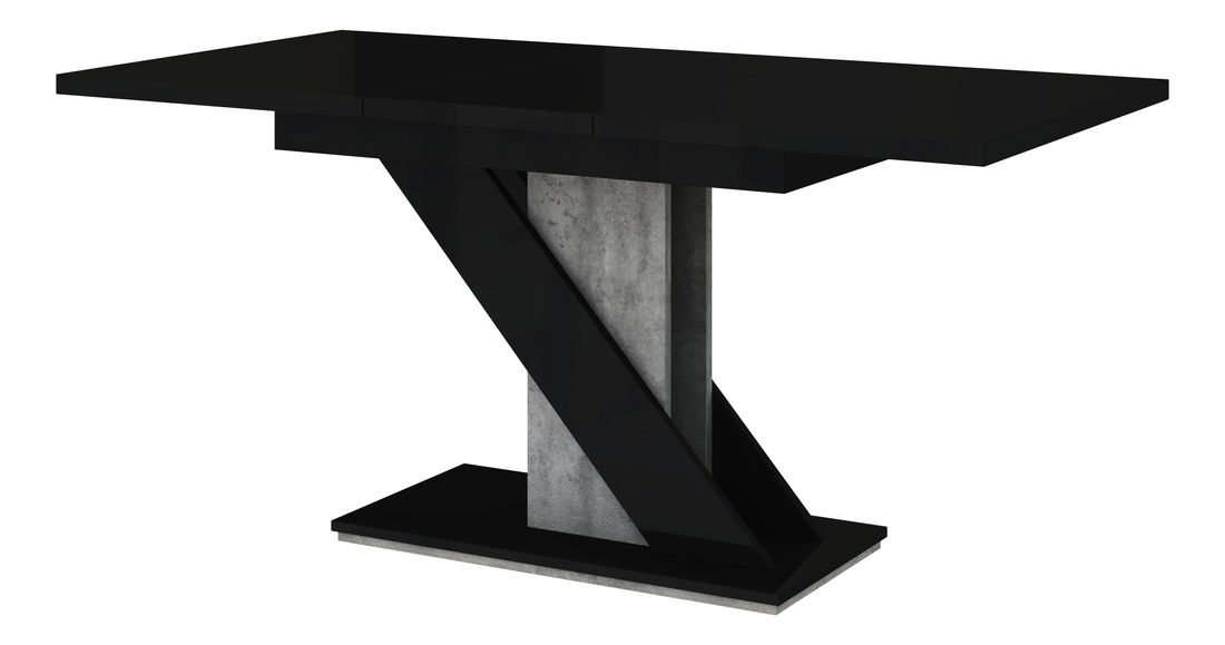 Blagovaonski stol Mevenis (crni sjaj + kamen) (za 4 do 6 osoba)