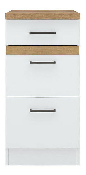 Alsó konyhaszekrény Julian D3S/40/82 (Fényes fehér + Arany craft tölgy)