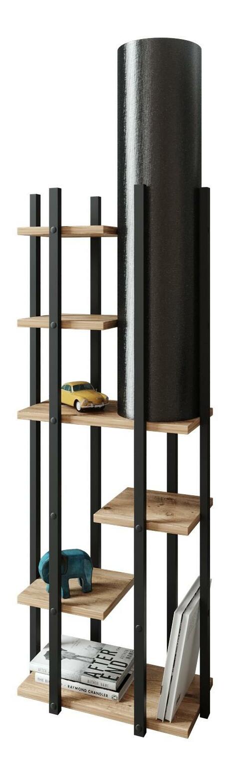 Stojanová lampa s policami Vultarella 1 (prírodná + čierna)