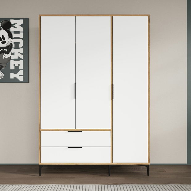 Šatníková skriňa Adena (dub + biela)