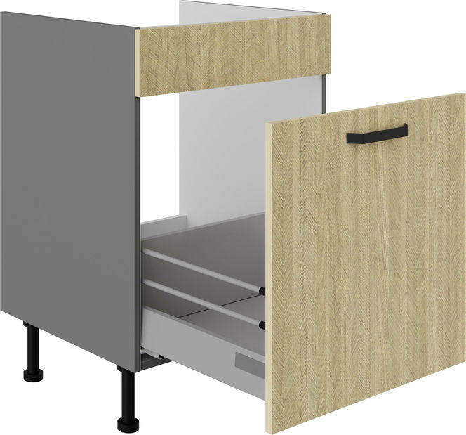 Dulap inferior de bucătărie Scarmi 60 ZL 1S BB (Cadru: antracit + front: herringbone scandi)