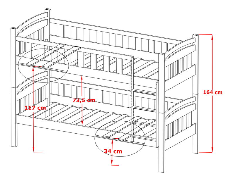 Detská posteľ 90 x 200 cm Marlo (s roštom a úl. priestorom) (grafit)
