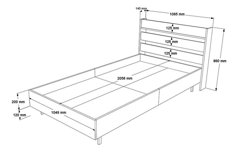 Jednolôžková posteľ s nočným stolíkom 90 cm Onnie 12 (biela) 