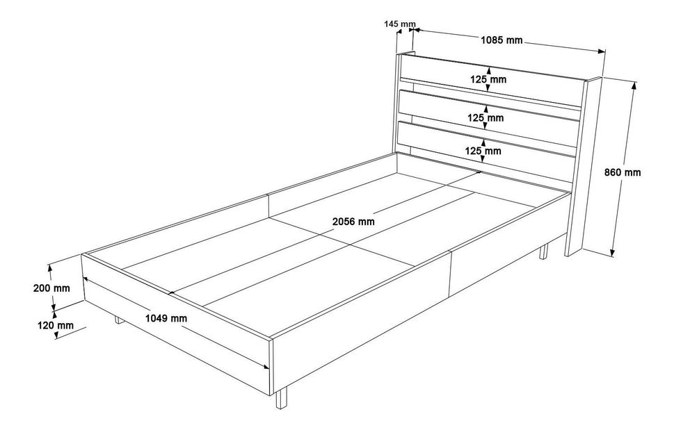 Jednolôžková posteľ s nočným stolíkom 90 cm Otto 22 (biela)