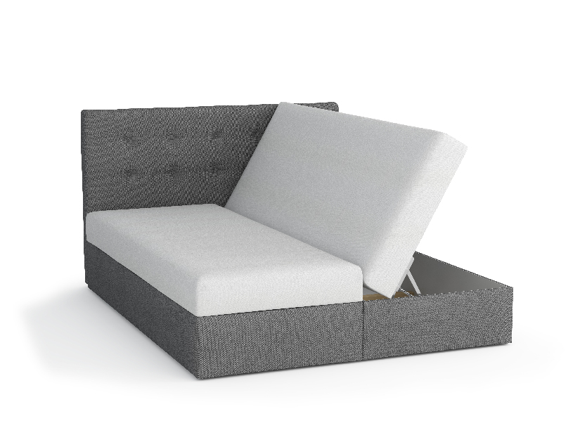 Bračni krevet Boxspring 160 cm Porto Comfort (siva) (s madracem i prostorom za odlaganje)
