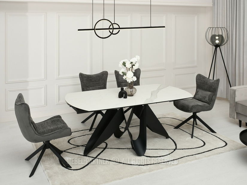 Jedálenský stôl Persi (biely mramor + čierna)