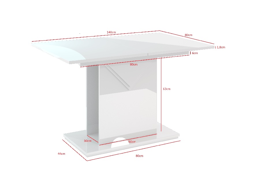 Jedálenský stôl Tonfir (svetlosivá + lesk biely) (pre 6 až 8 osôb)