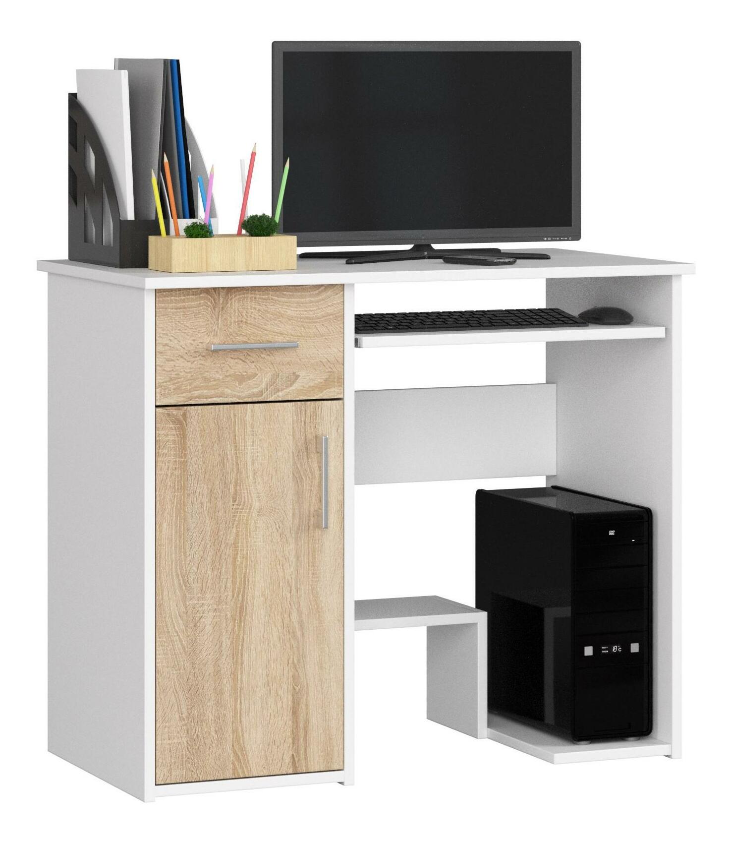 PC asztal Jaloms (fehér + sonoma tölgy)