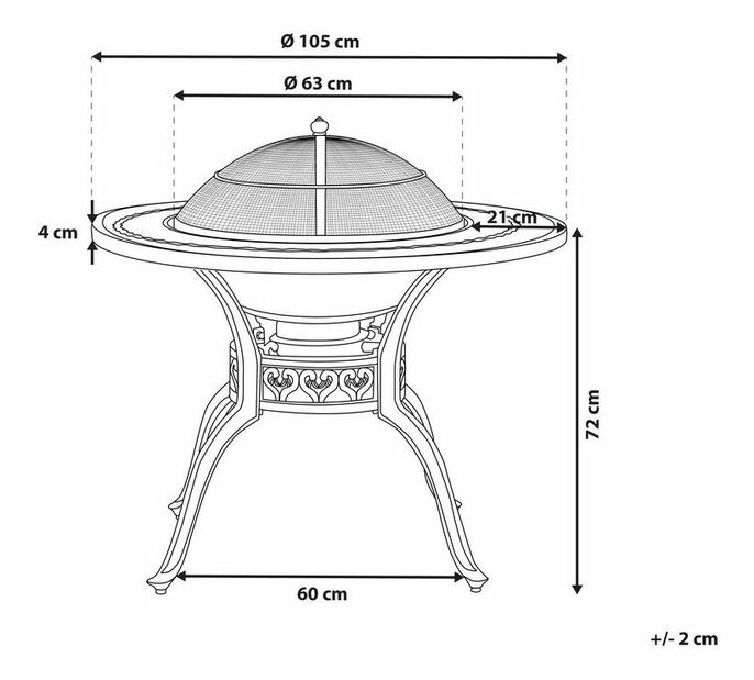 Vrtni stol MENEF (s roštiljem) (tamno smeđa) (za 4 osobe)