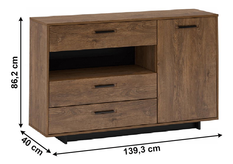 Komoda Diram E (dub bolzano + čierna)