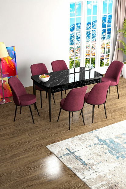 Jedálenský set Hana (orech barokový + čierna) (pre 6 osôb)