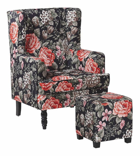 Fotelja SANES (cvjetni uzorak) (s tabureom)