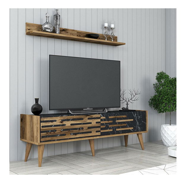 Nappali fal Valencia (dió + fekete márvány)