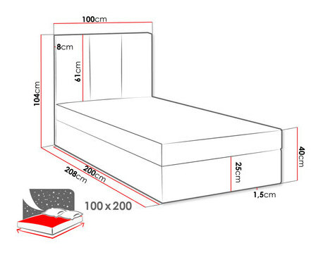 Egyszemélyes ágy 90 cm Sauler (kék) *kiárusítás