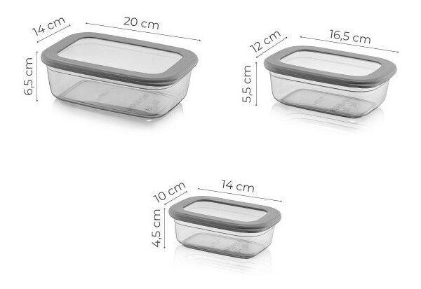 Set recipiente alimente (3 buc.) Boxy 712 (antracit)