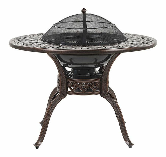 Masă de grădină MENEF (cu grătar) (maro închis) (pentru 4 persoane)