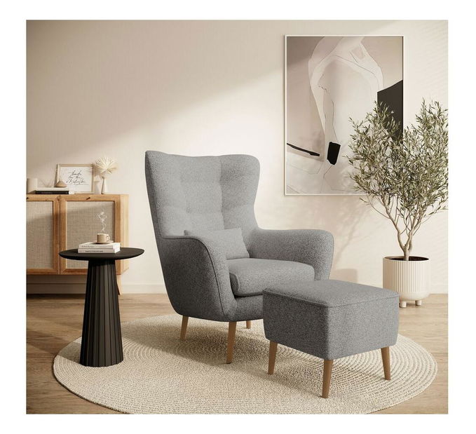 Kreslo s podnožkou Veneza VZ2 (sivá + buk)