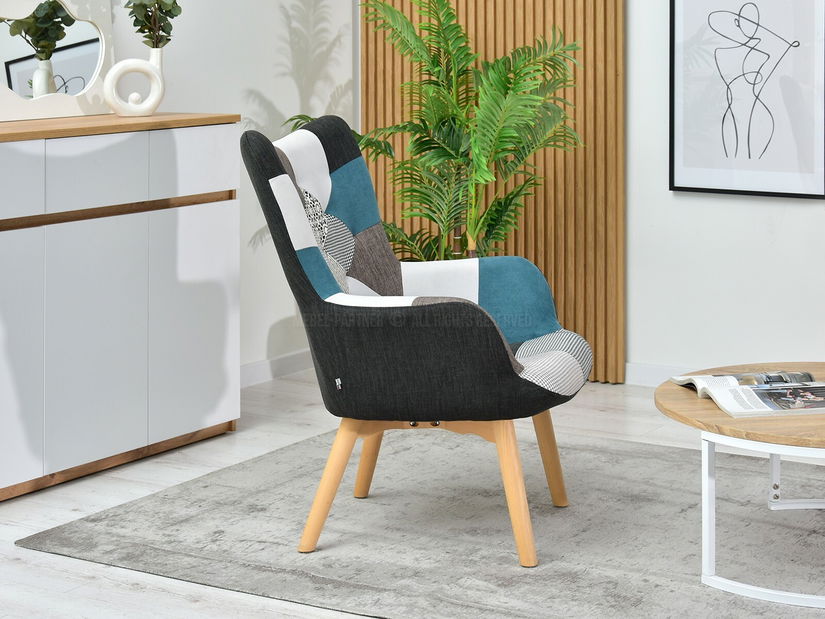 Kreslo Nutri (patchwork + čierna)