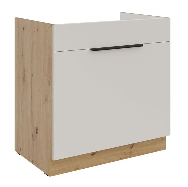 Dulap inferior de bucătărie sub chiuvetă Sayla 80 ZL 1S BB (cashmir + Stejar artisan)