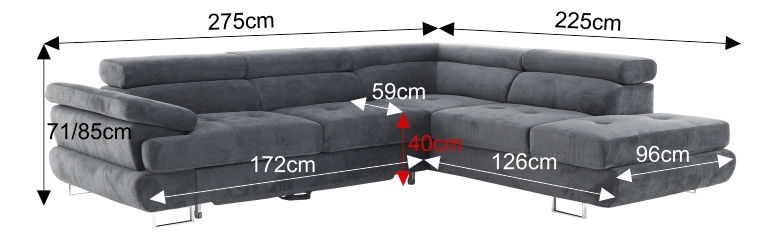 Rohová sedačka Bjorn R 2F-OTM (sivá) (P)