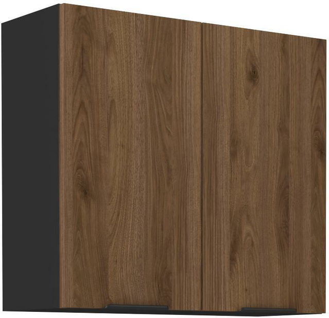Dulap superior de bucătărie Manana 80 G 72 2F (Cadru: negru mat + front: nuc okapi)
