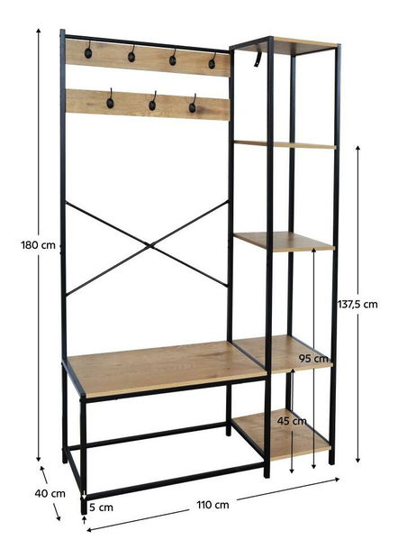 Cuier Bardy (negru + stejar)