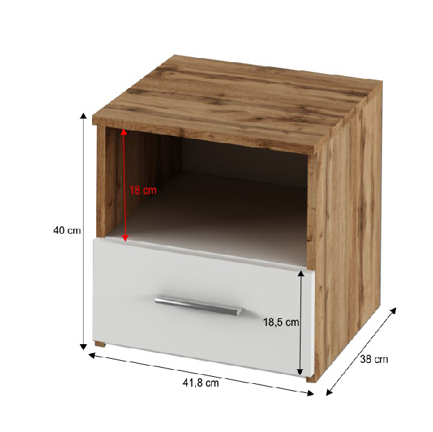 Noćni stolić (2 kom.) Gaila (hrast wotan + bijela)