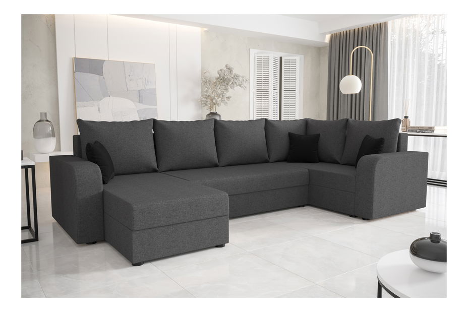 U alakú sarokkanapé Harmony Long (sötétszürke + fekete) (J)