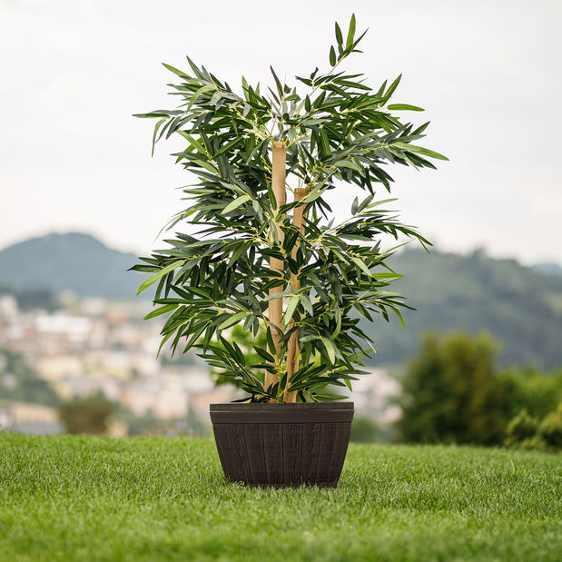 Plastový kvetináč Montreal Typ 2 (sivohnedý + vzor drevo)