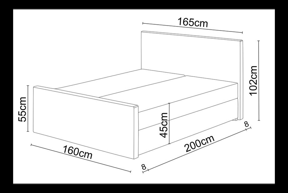 Manželská posteľ Boxspring 200 cm Milagros 4 (čierna) (s matracom a úložným priestorom)