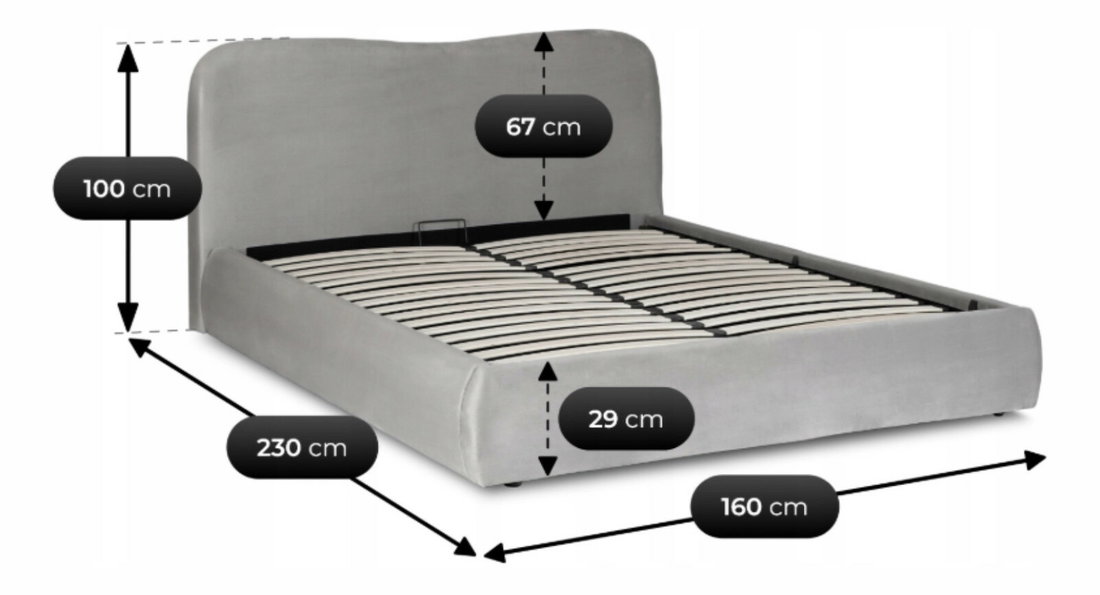 Manželská posteľ 140 cm Batalos (sivá) (s roštom) (s úl. priestorom)