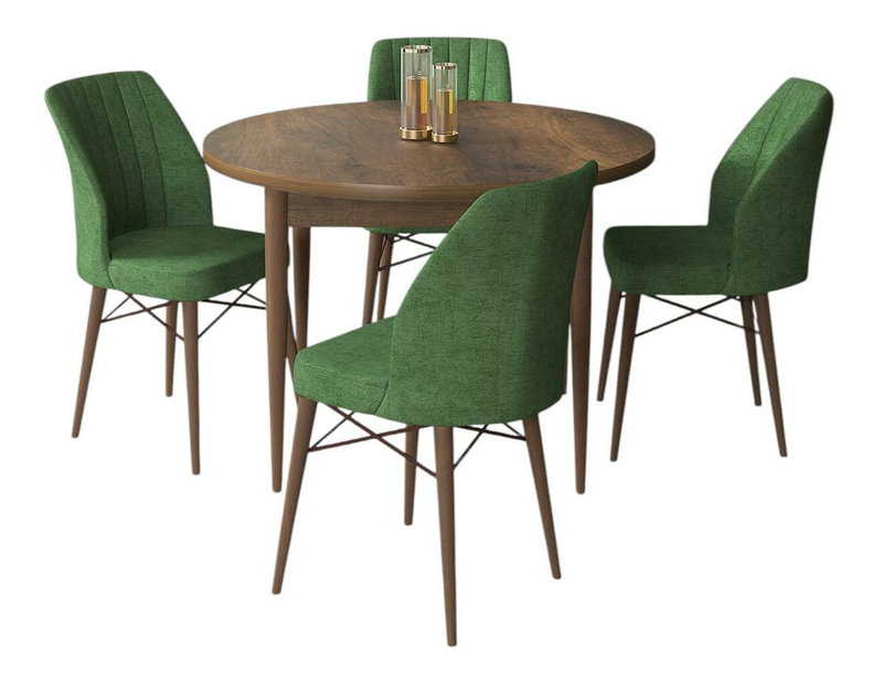 Set dining Roxie (nuc baroc + verde) (pentru 4 persoane)