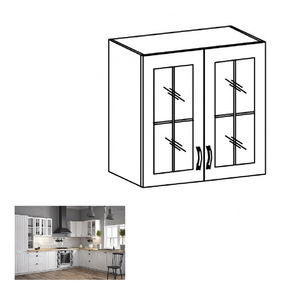 Dulap superior de bucătărie so sticlăm G80S Provense (alb + sosna andersen)