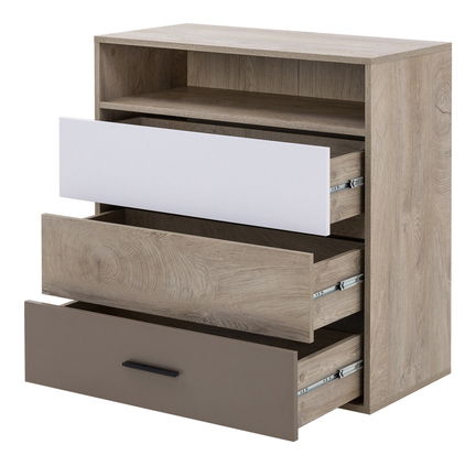 Komód Mitiano M4 (engrein tölgy + grafit + fehér)