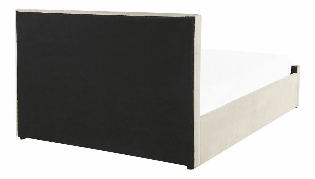 Pat matrimonial 140 cm AMESIA (bej) (cu somieră și sp. depozitare)