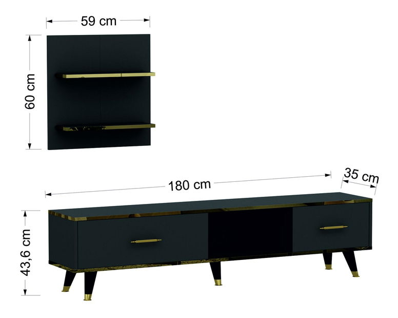Set za dnevni boravak Mevala 2 (antracit)