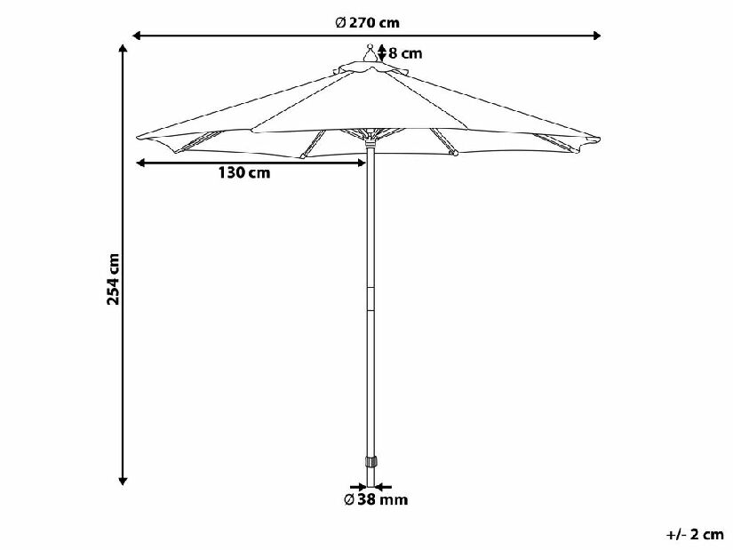 Záhradný slnečník 270 cm TRATORIA (drevo) (svetlobéžová)