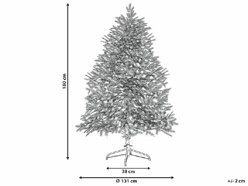 Vianočný stromček 180 cm Bresco (biela) (s osvetlením)