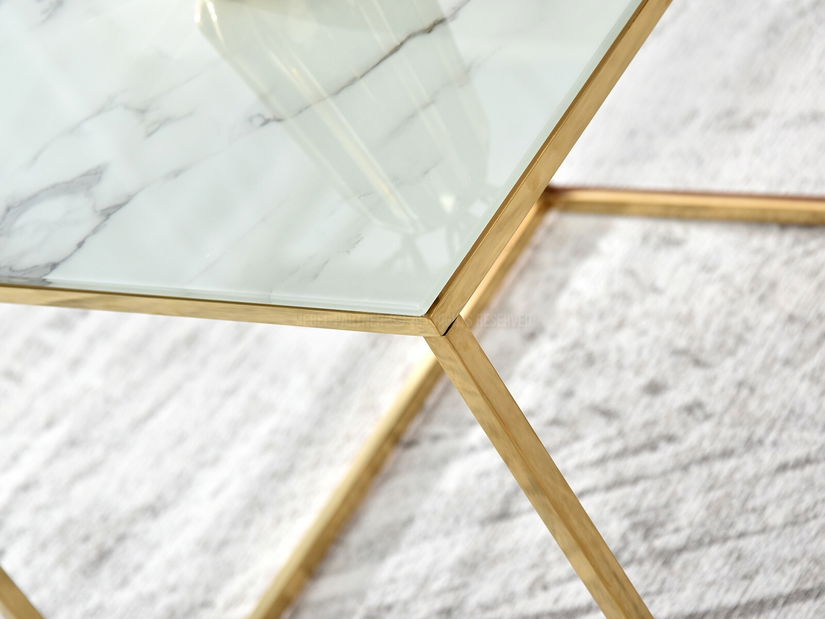 Konferenčný stolík Prana Law (biela + zlatá)