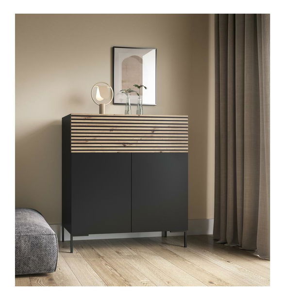 Ormarić Lamellito L2 (crna + hrast)