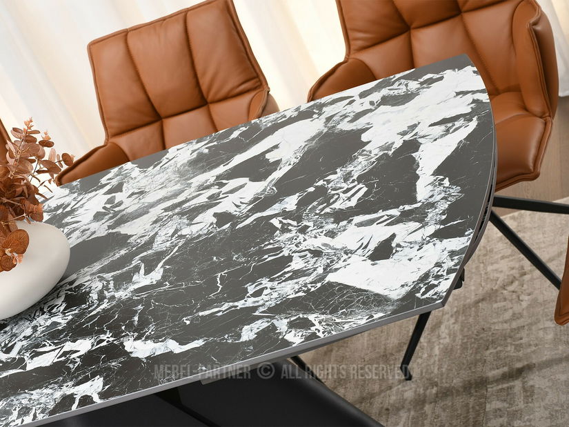 Masă sufragerie Noruega (marmură + negru)