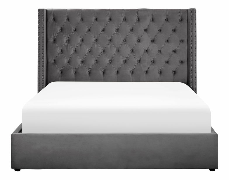 Manželská posteľ 160 cm LUBECK (polyester) (šedá) (s roštom) *výpredaj