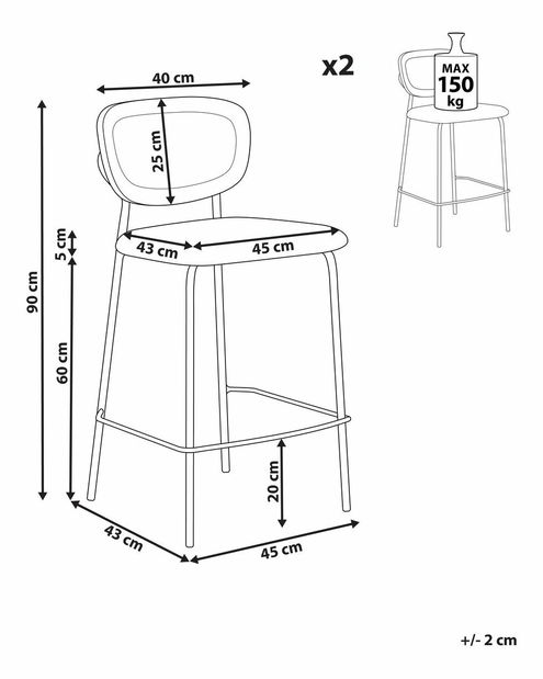Set barskih stolica (2 kom.) Mayza (prirodna)