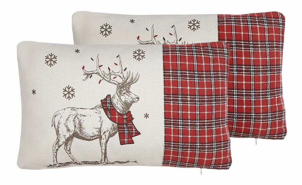 Sada 2 ozdobných vankúšov 30 x 50 cm Swen (biela + červená)